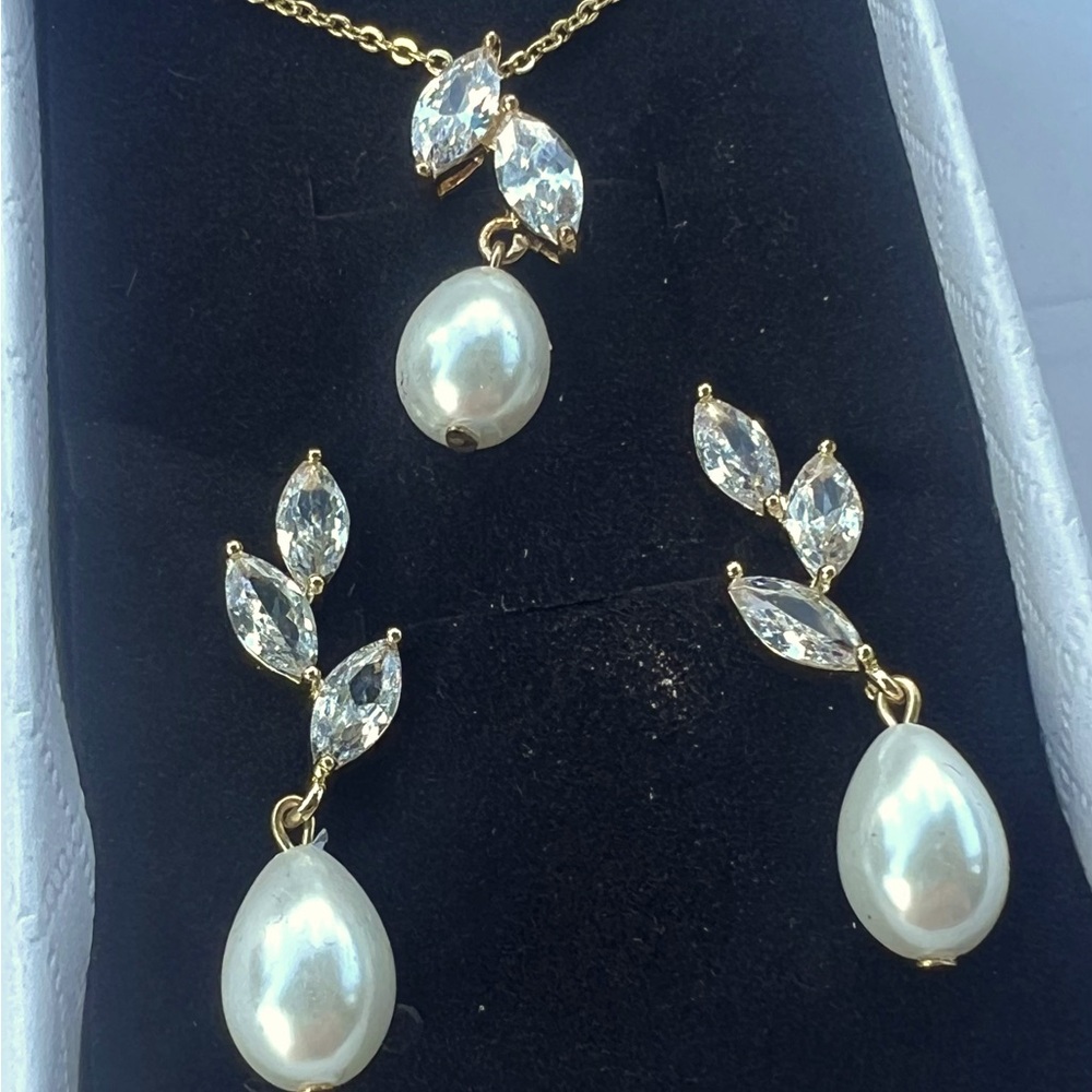 These are a gorgeous set of earrings and necklace. Never been worn. $75.00